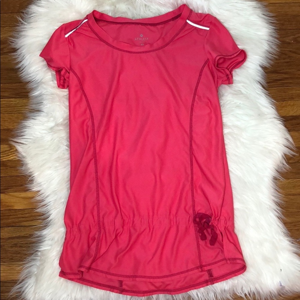 Athleta Running Top Workout Coral Pink Cinch Waist